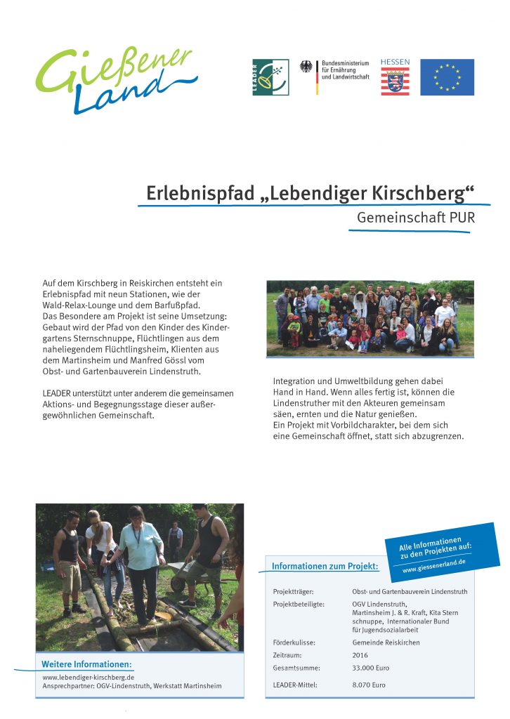 Projektposter: Reiskirchen Kirschberg – Region GießenerLand e.V.